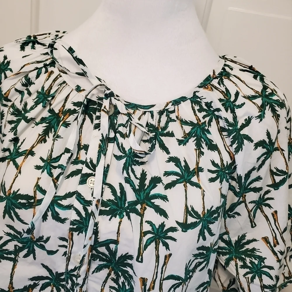 NWT J. CREW Button-Front Top w/Tie sleeves Size Small Ret. $79.50, Preppy, fun